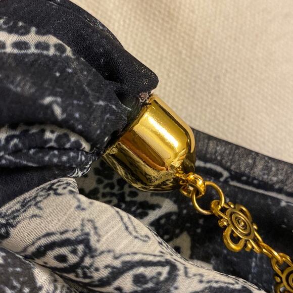 Womens Metal Coin Neck Scarf Gypsy Blue Floral Paisley Cosplay Pirate Esmerelda - Picture 3 of 6